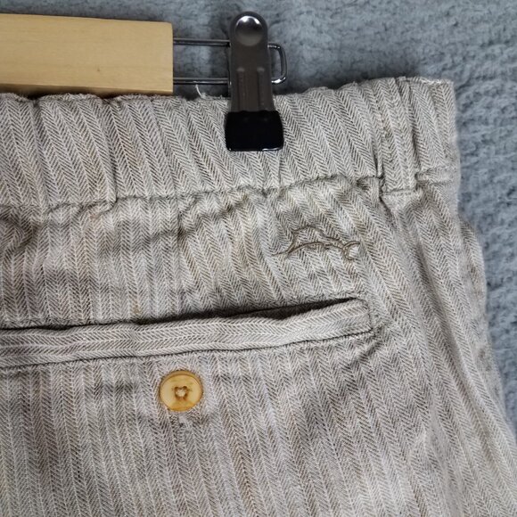 Tommy Bahama Linen Shorts Adult Large Beige Tweed Beach Summer Elastic Waist 9" - Picture 9 of 12